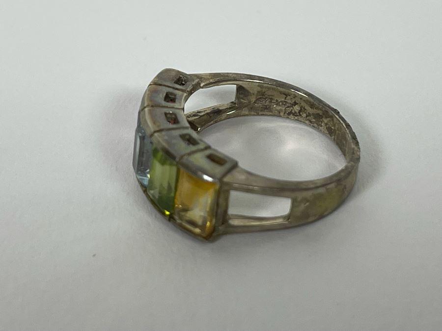 Sterling Silver Multi-Stone Ring Size 5 3.1g [Photo 8]