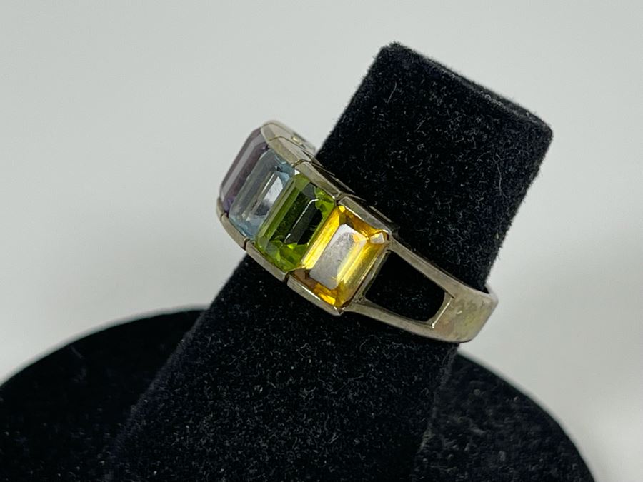 Sterling Silver Multi-Stone Ring Size 5 3.1g [Photo 3]