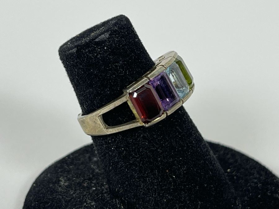 Sterling Silver Multi-Stone Ring Size 5 3.1g [Photo 2]