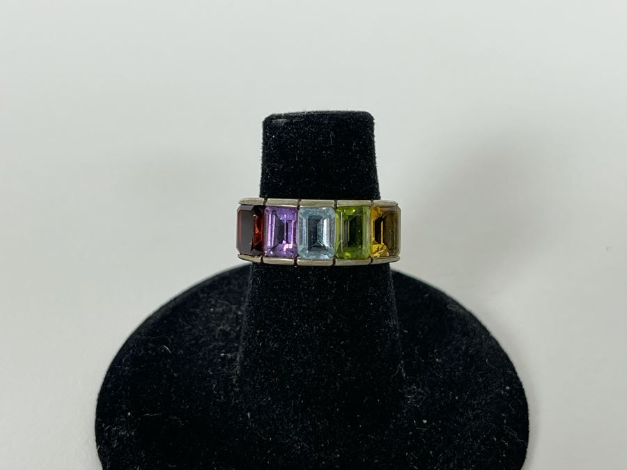 Sterling Silver Multi-Stone Ring Size 5 3.1g [Photo 5]