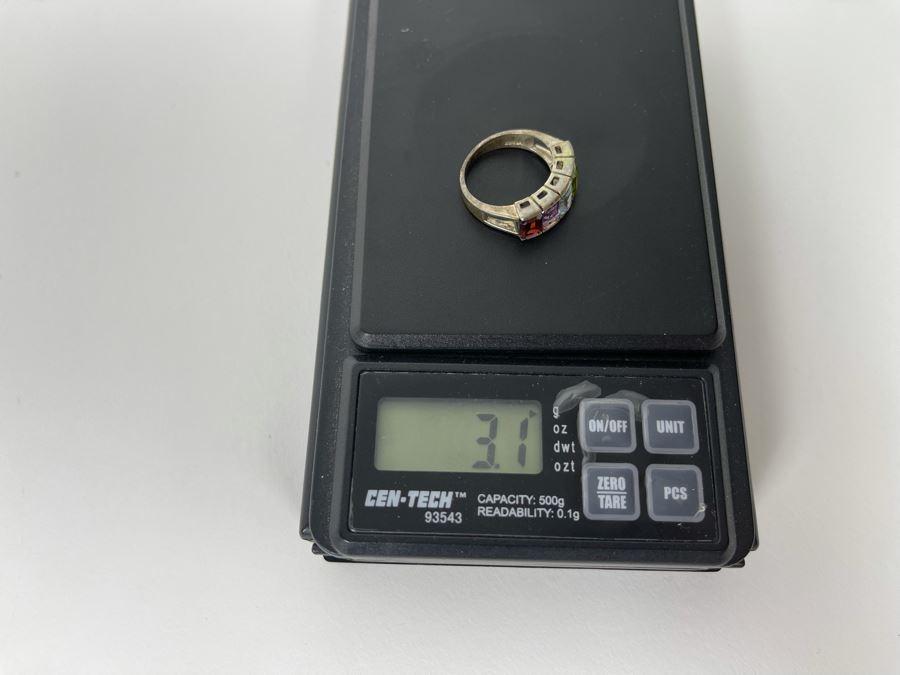 Sterling Silver Multi-Stone Ring Size 5 3.1g [Photo 10]