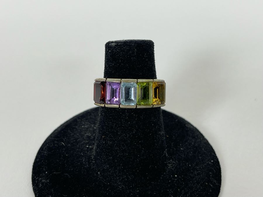 Sterling Silver Multi-Stone Ring Size 5 3.1g [Photo 4]