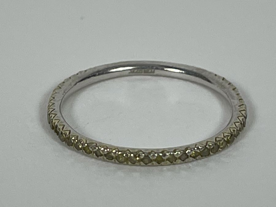 Sterling Silver Yellow Diamond Ring Size 7.25 0.5g [Photo 10]
