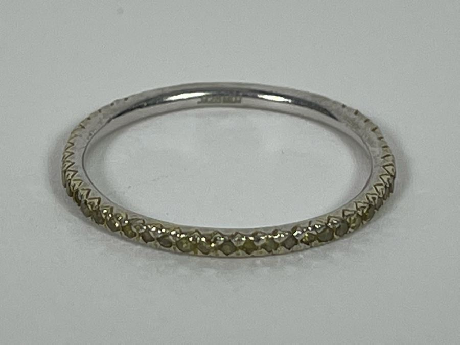 Sterling Silver Yellow Diamond Ring Size 7.25 0.5g [Photo 11]