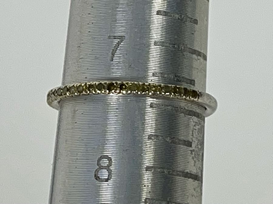Sterling Silver Yellow Diamond Ring Size 7.25 0.5g [Photo 12]