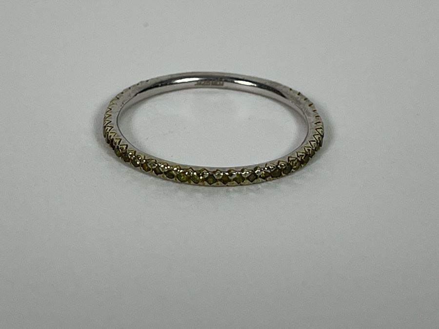 Sterling Silver Yellow Diamond Ring Size 7.25 0.5g [Photo 8]