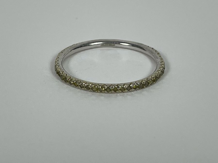 Sterling Silver Yellow Diamond Ring Size 7.25 0.5g [Photo 9]