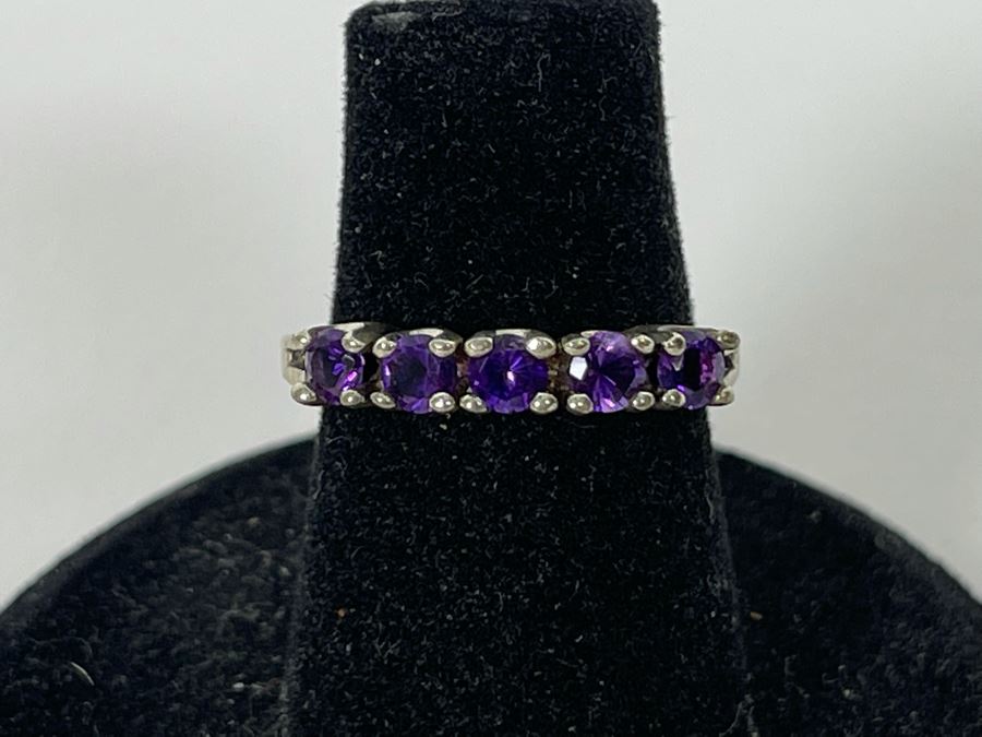 Sterling Silver Amethyst Ring Size 5.25 2.2g [Photo 2]