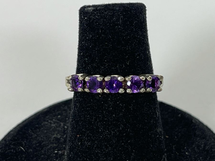 Sterling Silver Amethyst Ring Size 5.25 2.2g [Photo 3]