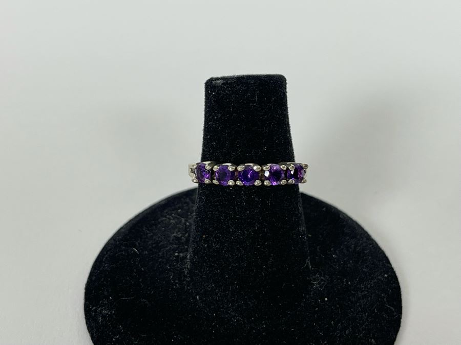 Sterling Silver Amethyst Ring Size 5.25 2.2g [Photo 5]