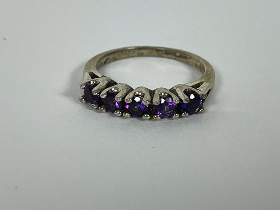 Sterling Silver Amethyst Ring Size 5.25 2.2g [Photo 9]