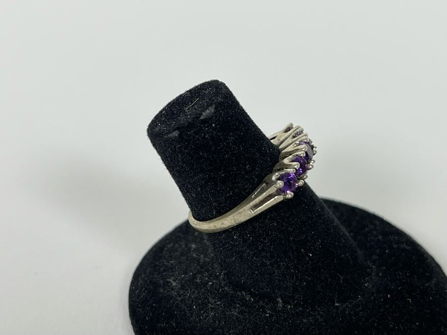Sterling Silver Amethyst Ring Size 5.25 2.2g [Photo 6]