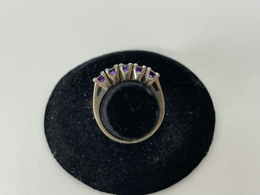 Sterling Silver Amethyst Ring Size 5.25 2.2g [Photo 8]