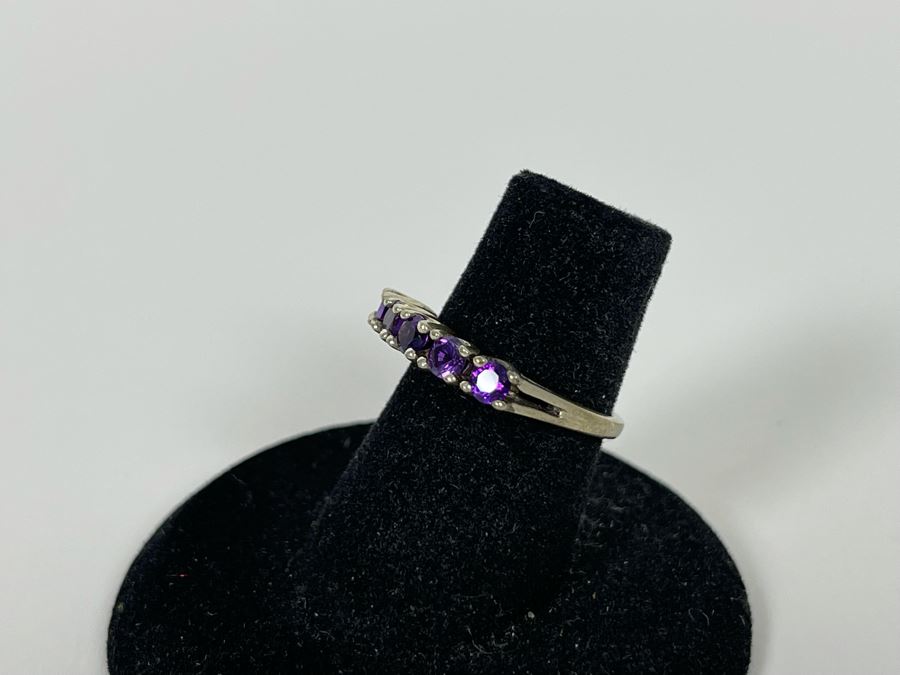Sterling Silver Amethyst Ring Size 5.25 2.2g [Photo 7]