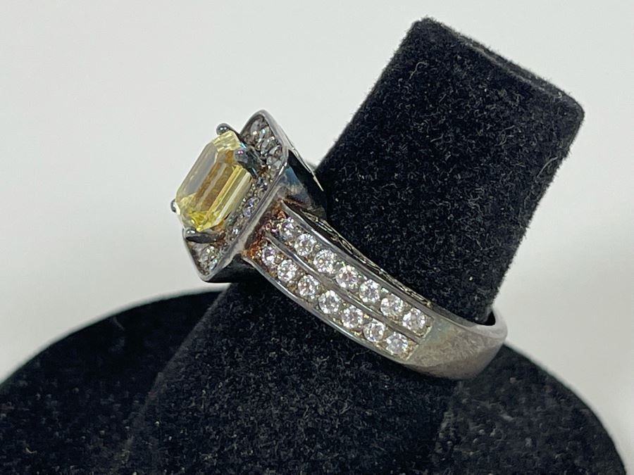 Sterling Silver CZ Ring Size 6.5 4.9g [Photo 4]
