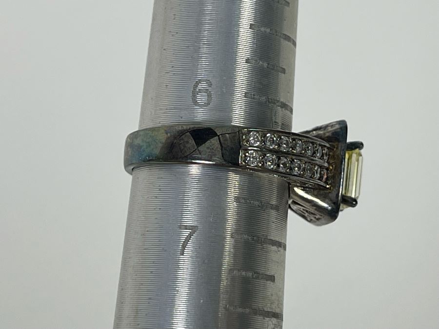 Sterling Silver CZ Ring Size 6.5 4.9g [Photo 9]