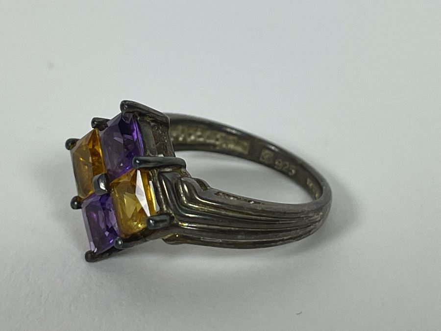 Sterling Silver Amethyst Citrine Ring Size 6.5 3.9g [Photo 10]