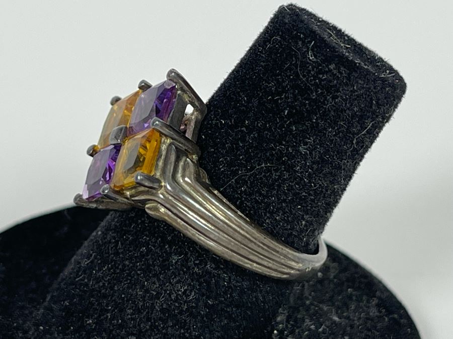 Sterling Silver Amethyst Citrine Ring Size 6.5 3.9g [Photo 5]