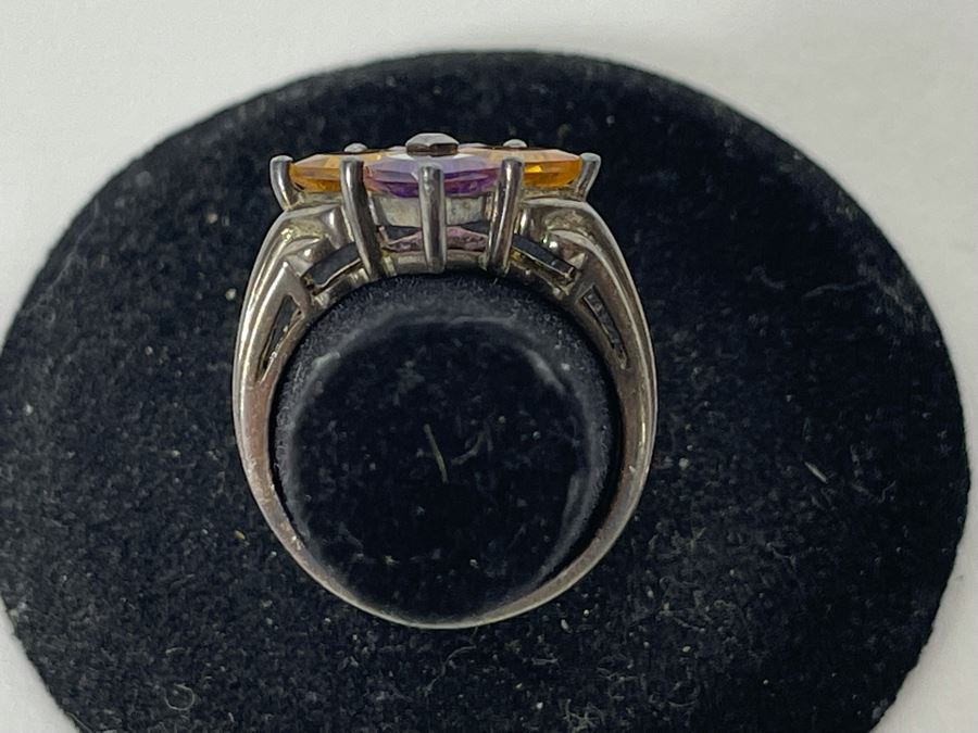 Sterling Silver Amethyst Citrine Ring Size 6.5 3.9g [Photo 8]