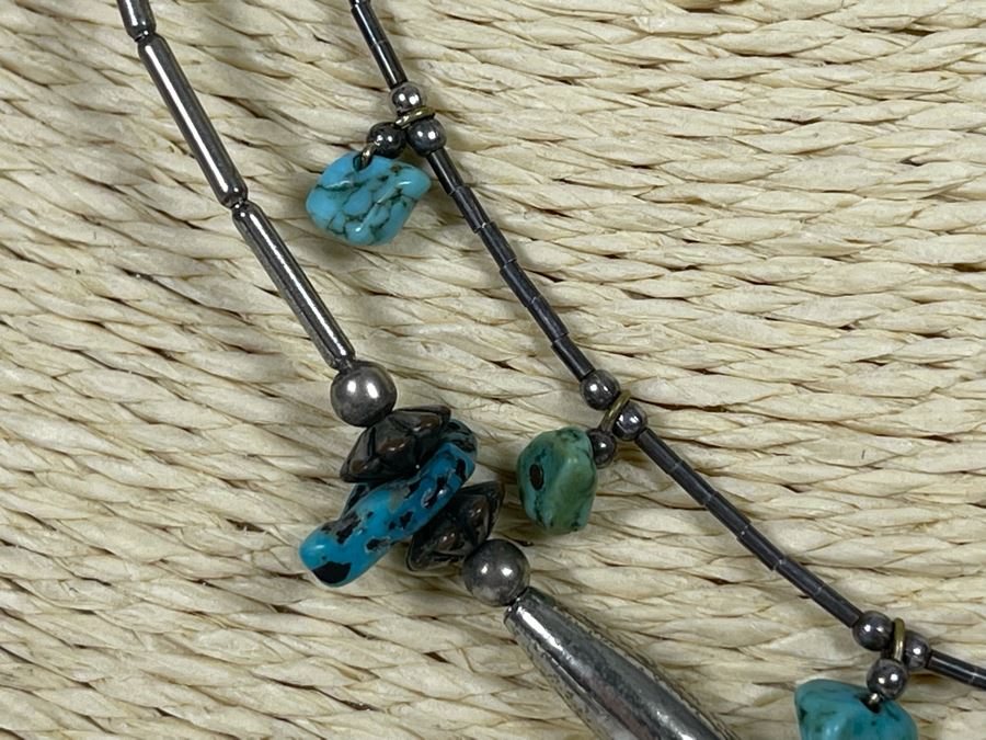 Pair Of Sterling Silver Turquoise And Coral Necklaces [Photo 6]