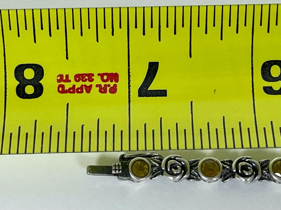 Sterling Silver Citrine 7' Bracelet 15.3g [Photo 8]