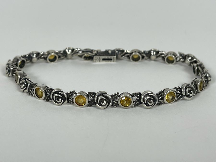 Sterling Silver Citrine 7' Bracelet 15.3g [Photo 2]