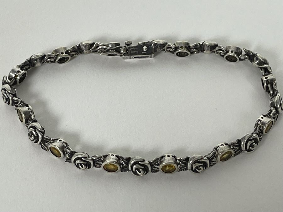 Sterling Silver Citrine 7' Bracelet 15.3g [Photo 6]