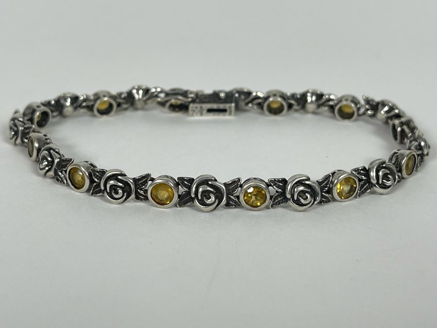 Sterling Silver Citrine 7' Bracelet 15.3g [Photo 3]
