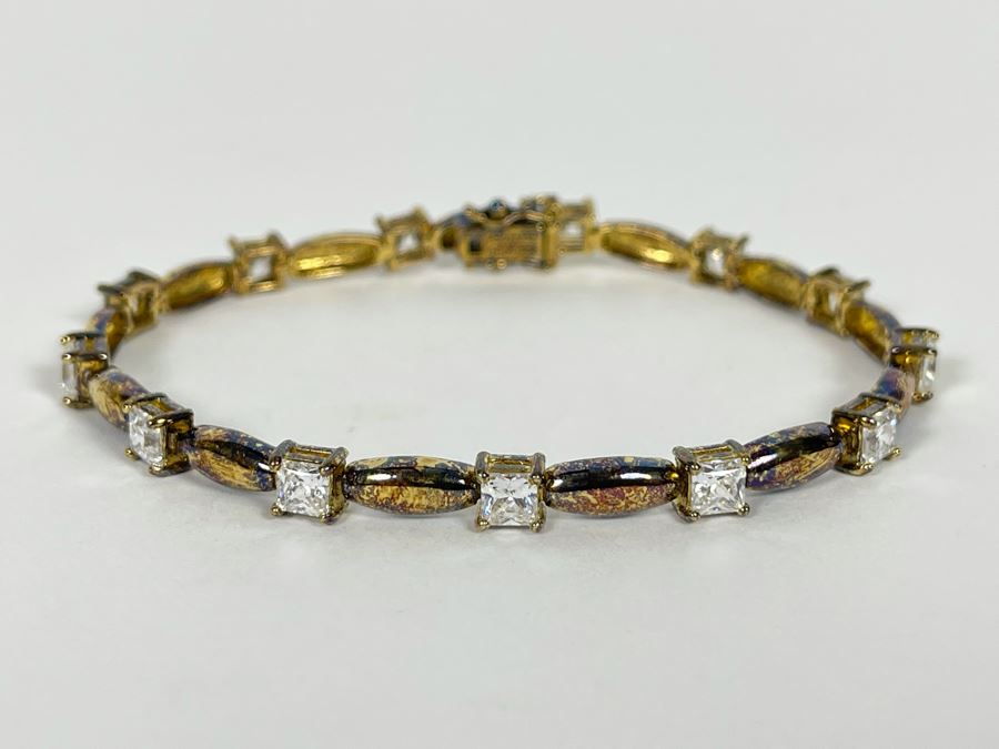Sterling Silver CZ 7' Bracelet 12.4g [Photo 3]