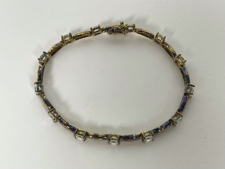 Sterling Silver CZ 7' Bracelet 12.4g [Photo 7]