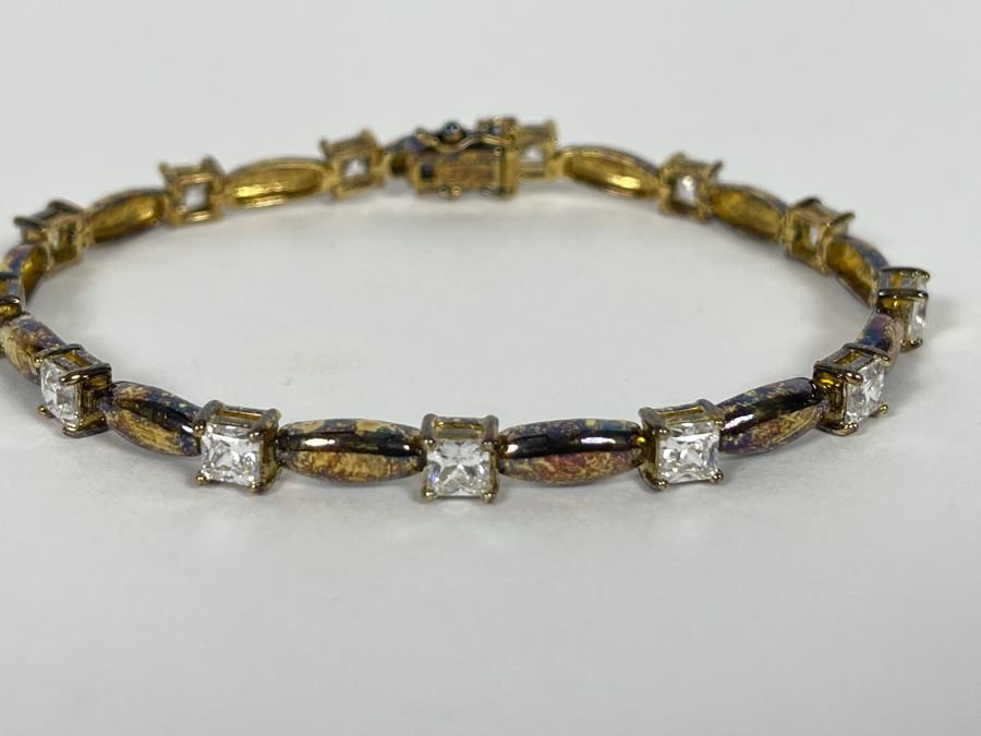 Sterling Silver CZ 7' Bracelet 12.4g [Photo 4]