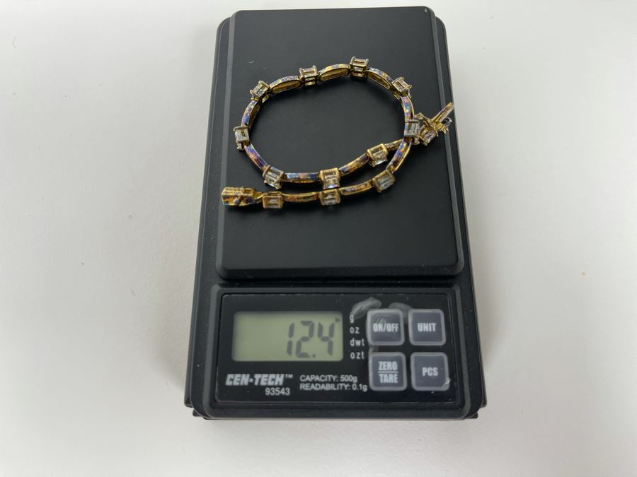 Sterling Silver CZ 7' Bracelet 12.4g [Photo 9]