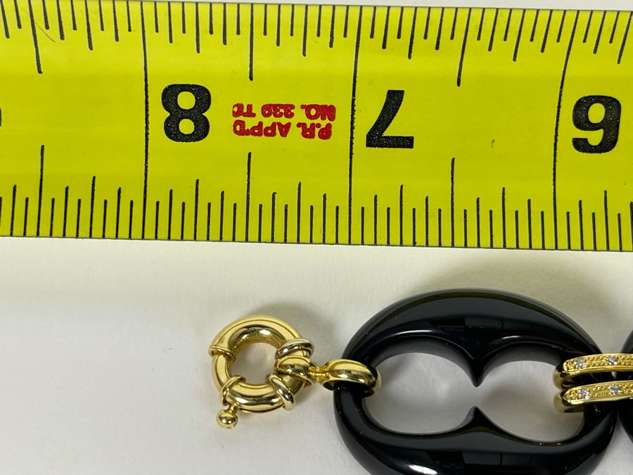 18K Gold Diamond Bracelet With Carved Links 7'L 46.6g Estimate $1,600-$2,400 [Photo 9]