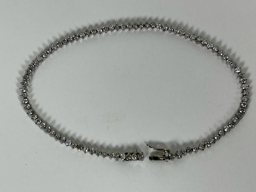 Platinum 900 Diamond 7' Bracelet 6.8g Estimate $1,400-$2,100 [Photo 2]