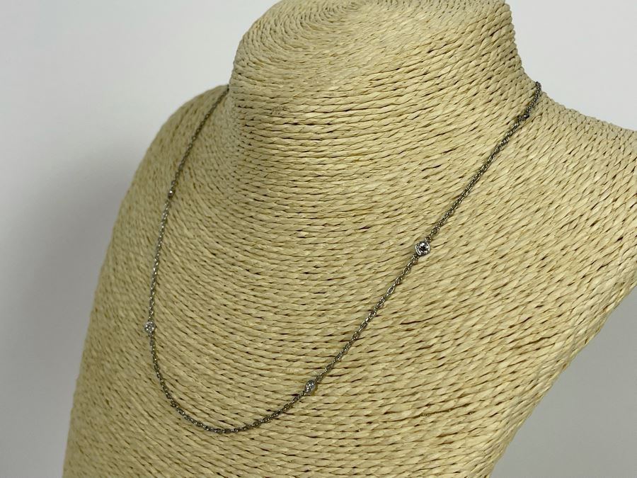 Platinum 850 Diamond 18' Chain Necklace 3.7g Estimate $500-$750 [Photo 6]