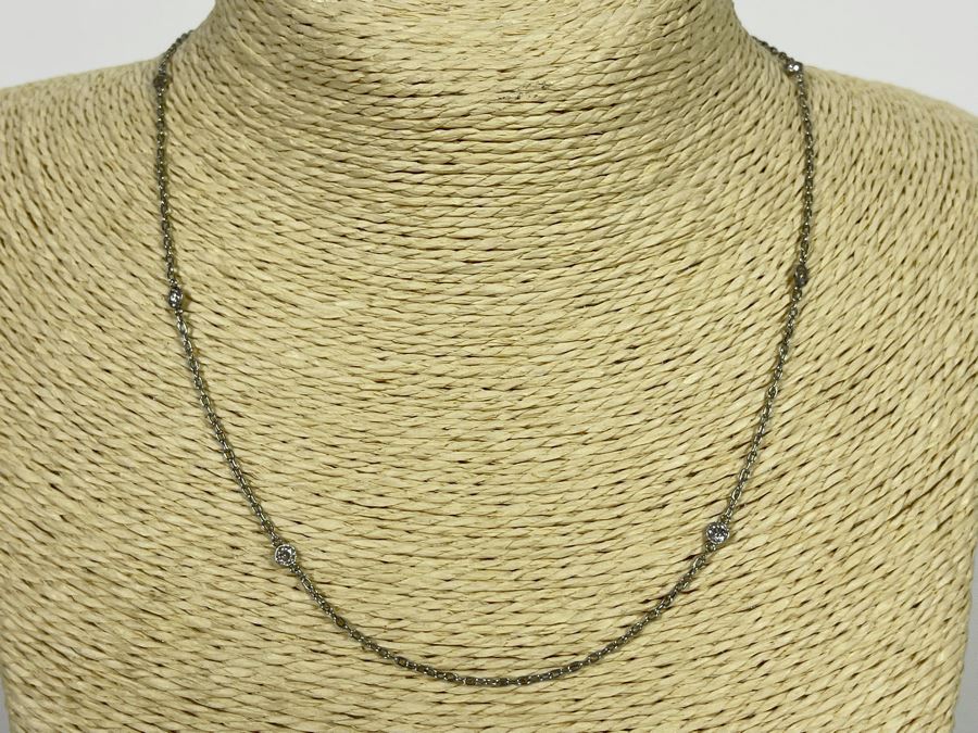 Platinum 850 Diamond 18' Chain Necklace 3.7g Estimate $500-$750 [Photo 4]