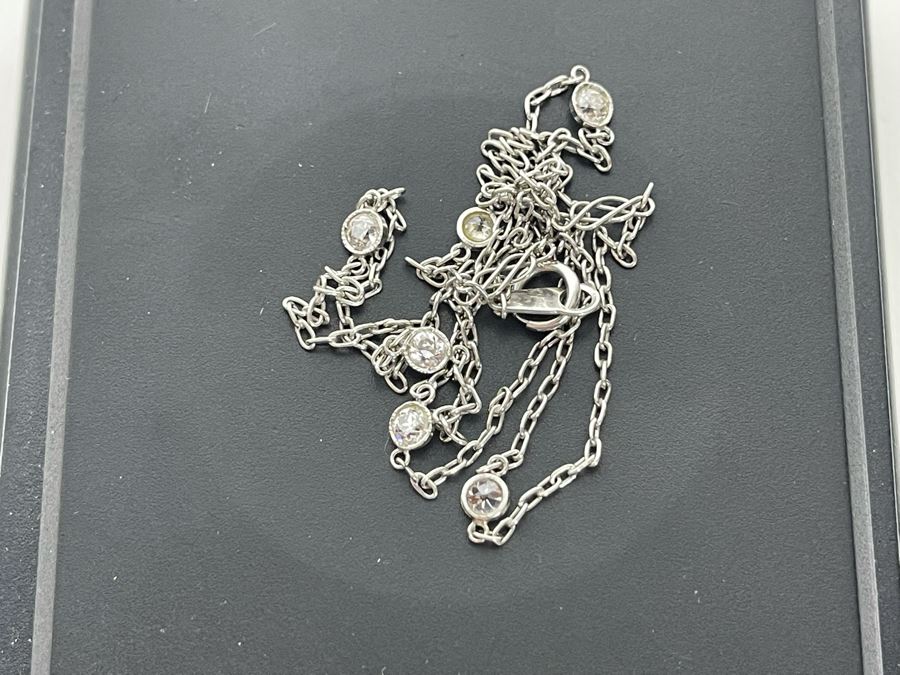 Platinum 850 Diamond 18' Chain Necklace 3.7g Estimate $500-$750 [Photo 14]