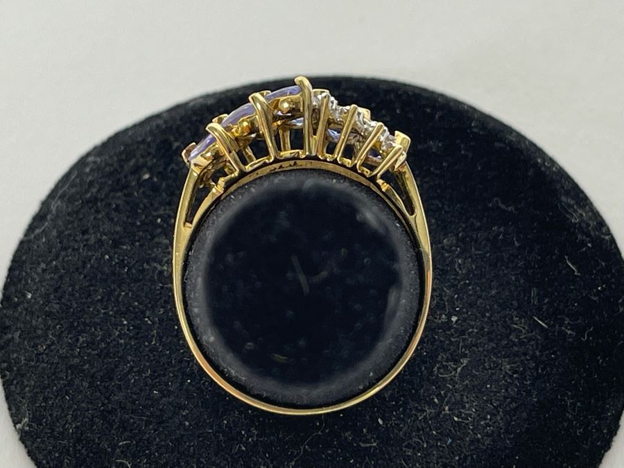 10K Gold Tanzanite Diamond Ring Size 8.25 2.8g [Photo 7]