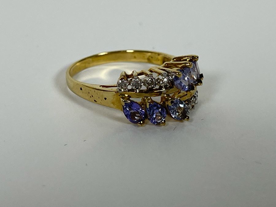 10K Gold Tanzanite Diamond Ring Size 8.25 2.8g [Photo 12]