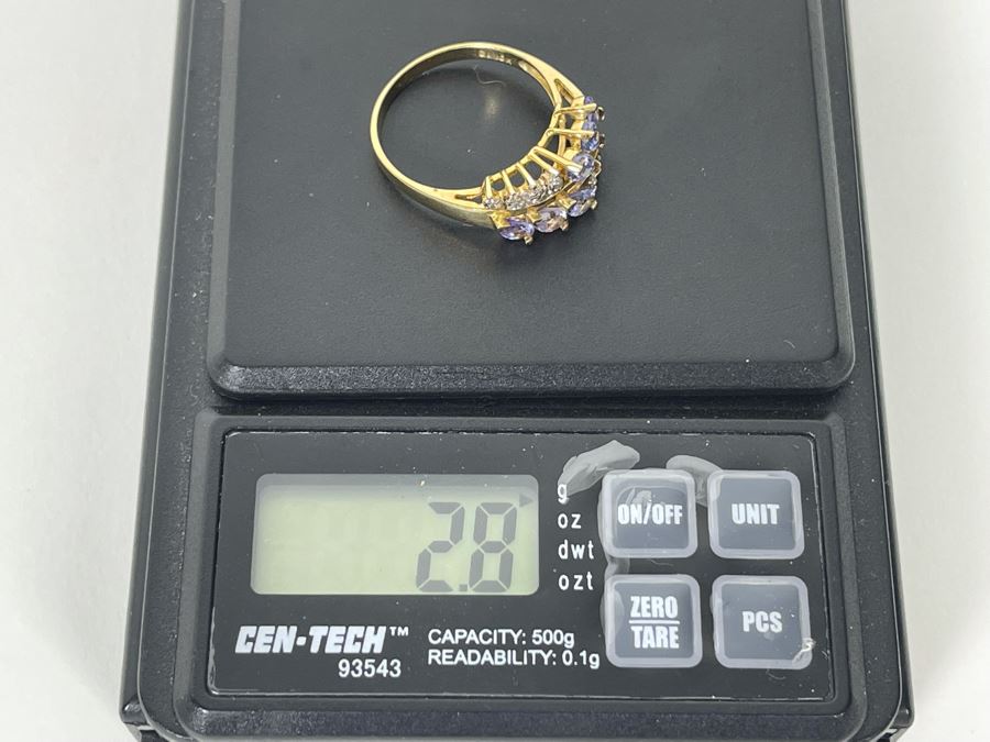 10K Gold Tanzanite Diamond Ring Size 8.25 2.8g [Photo 14]