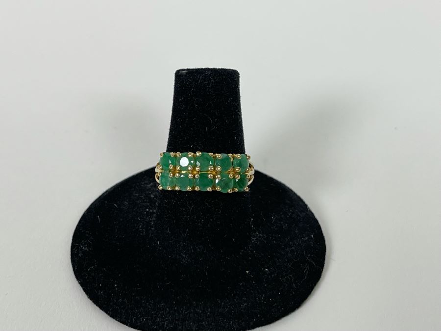 10K Gold Emerald Ring Size 7.5 3.5g [Photo 6]