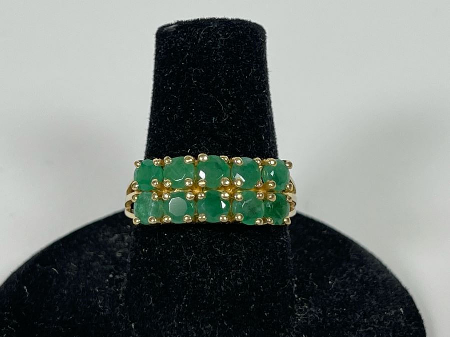 10K Gold Emerald Ring Size 7.5 3.5g