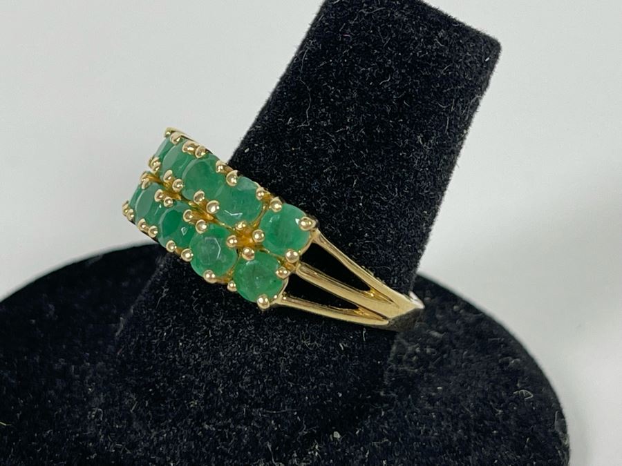 10K Gold Emerald Ring Size 7.5 3.5g [Photo 4]