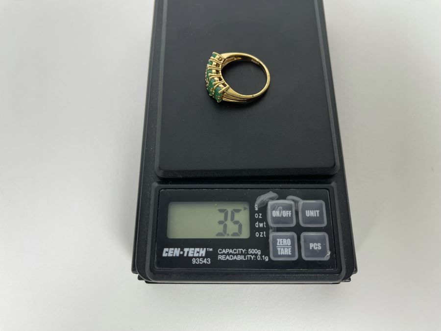 10K Gold Emerald Ring Size 7.5 3.5g [Photo 11]