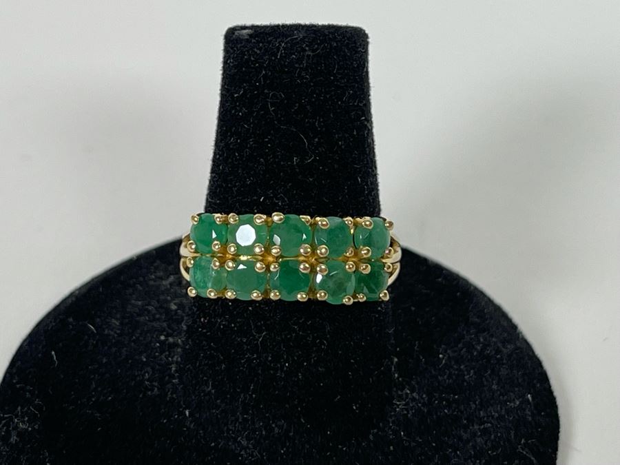 10K Gold Emerald Ring Size 7.5 3.5g [Photo 2]