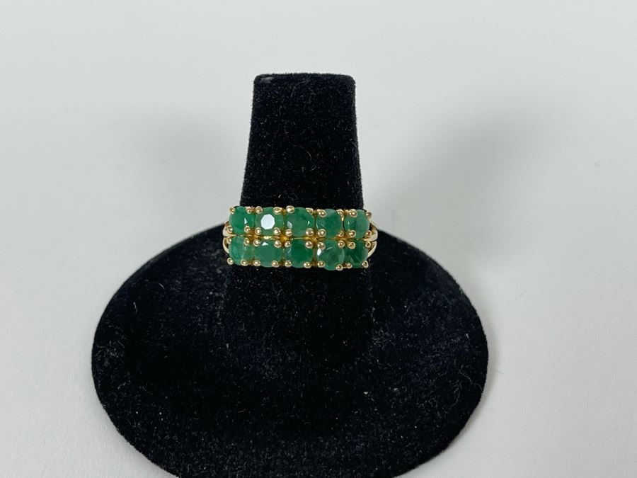 10K Gold Emerald Ring Size 7.5 3.5g [Photo 5]