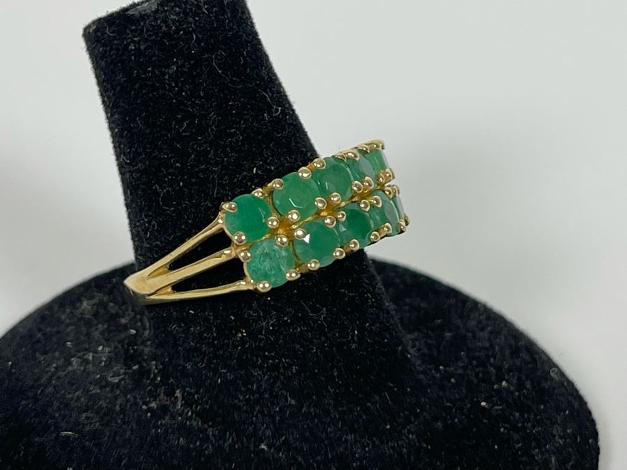 10K Gold Emerald Ring Size 7.5 3.5g [Photo 3]