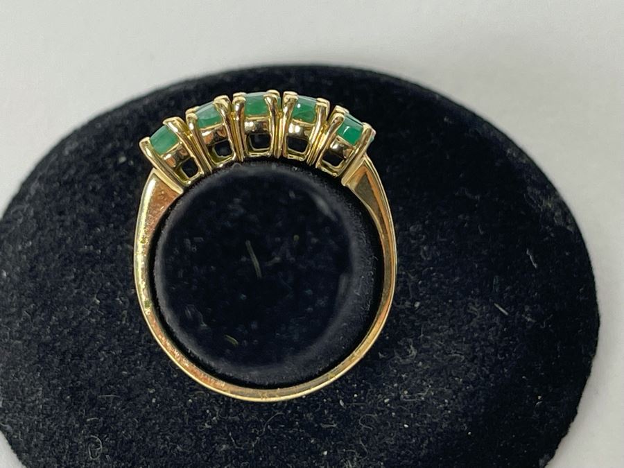 10K Gold Emerald Ring Size 7.5 3.5g [Photo 7]