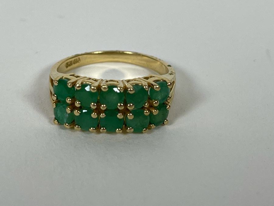 10K Gold Emerald Ring Size 7.5 3.5g [Photo 8]