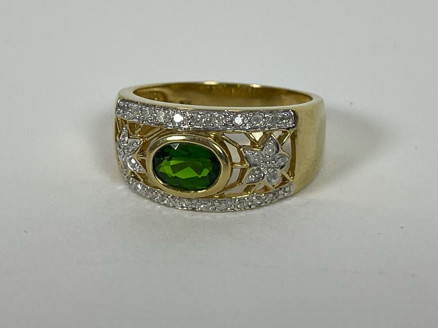 10K Tourmaline Diamond Ring Size 8.5 4.3g Estimate $450-$675 [Photo 13]